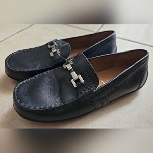 GEOX Boys Black Leather Loafers Classic Shoes for School Size 34